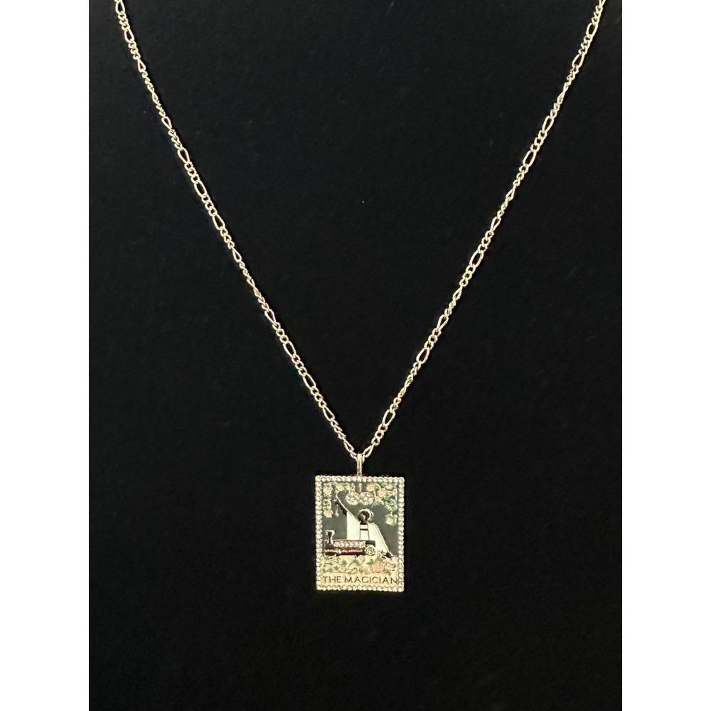 BaubleBar The Magician Tarot Card Necklace Womens OS Gold Enamel Crystal‎